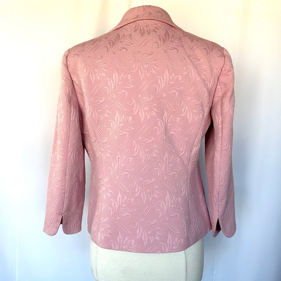 VTG CAMI NYC QUILTED JACQUARD FLORAL BOXY CROP 3/4 SLEEVE BLAZER JACKET Sz10/12 - Picture 2 of 13